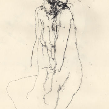 Drawing titled "Nude - Leslie" by Guillaume Larroque, Original Artwork, Charcoal