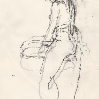 Drawing titled "Nude Study - Leslie" by Guillaume Larroque, Original Artwork, Charcoal