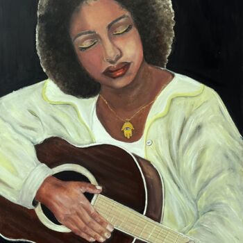 Painting titled "La Musicienne" by Lart Des Femmes Du Monde, Original Artwork, Oil
