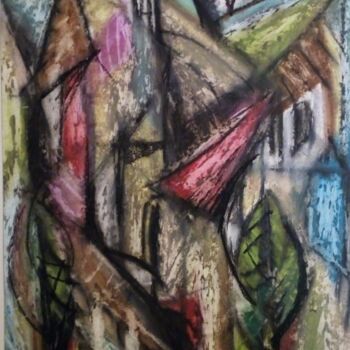 Dibujo titulada "Abstraction phare e…" por Laudu, Obra de arte original, Pastel