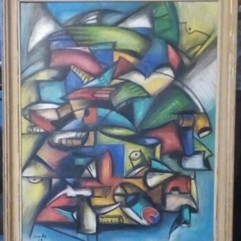 Dibujo titulada "abstraction à la pl…" por Laudu, Obra de arte original, Pastel