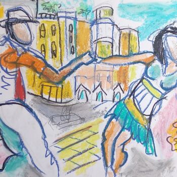 Desenho intitulada "Salsa cuba" por Laudu, Obras de arte originais, Pastel