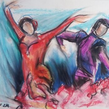 Σχέδιο με τίτλο "Flamenco 4" από Laudu, Αυθεντικά έργα τέχνης, Παστέλ