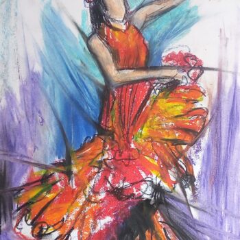 Рисунок под названием "Flamenco 19" - Laudu, Подлинное произведение искусства, Пастель
