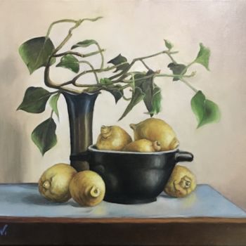Painting titled "Limoni" by Laura Vincelli, Original Artwork, Oil