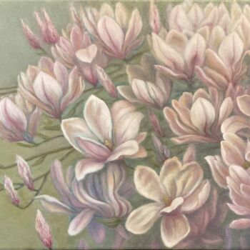 Peinture intitulée "Magnolia giapponese" par Laura Vincelli, Œuvre d'art originale, Huile