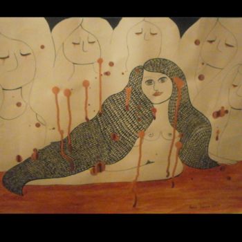 Tekening getiteld "Lagrimas de sangre…" door Laura Capurro, Origineel Kunstwerk