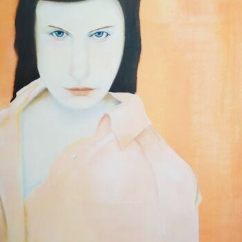 Painting titled "The French Girl / L…" by Laura Molloy, Original Artwork, Oil Mounted on Wood Stretcher frame