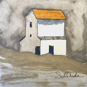 Malerei mit dem Titel "La solitude est bla…" von Laurette Follot, Original-Kunstwerk, Aquarell