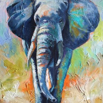 Painting titled "L'éléphant" by Laurence Clerembaux, Original Artwork, Acrylic