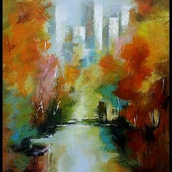 Peinture intitulée "central park 4" par Laurence Clerembaux, Œuvre d'art originale, Acrylique