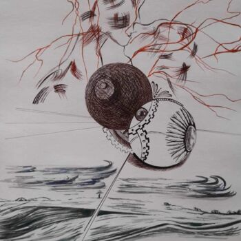 Dibujo titulada "Septième monde" por Laurence Dufour, Obra de arte original, Pluma de gel