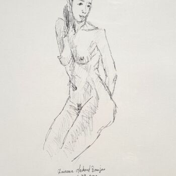 Disegno intitolato "Femme nue et parfum…" da Laurence Machard Brujas, Opera d'arte originale, Pennarello