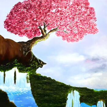 Картина под названием "L’arbre imaginaire" - Laurence Oeillet, Подлинное произведение искусства, Масло