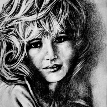 Drawing titled "Monica Vitti" by Laurence Keriguy, Original Artwork, Pencil