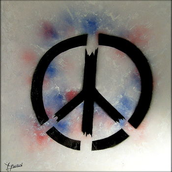 Peinture intitulée "PEACE ALL OVER THE…" par Laurent Boron, Œuvre d'art originale, Huile