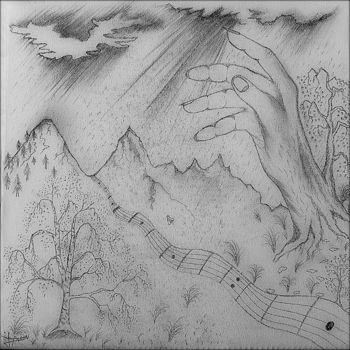 Dessin intitulée "il-pleut-des-cordes…" par Laurent Boron, Œuvre d'art originale, Crayon