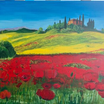 Painting titled "Coquelicots en Tosc…" by Laurent Da Cunha, Original Artwork, Acrylic