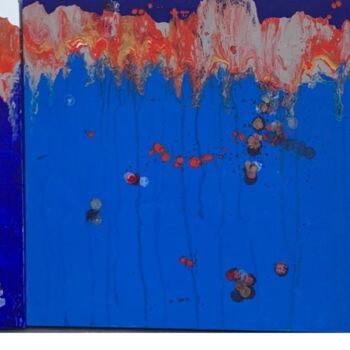 Painting titled "Triptyque en bleu b…" by Laurent Da Cunha, Original Artwork, Acrylic