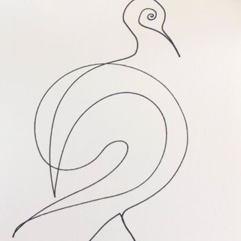 Drawing titled "Oiseau1" by Laurent Folco, Original Artwork, Marker
