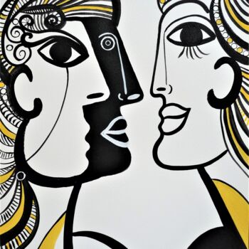 Painting titled "Face à Face" by Laurent Folco, Original Artwork, Acrylic