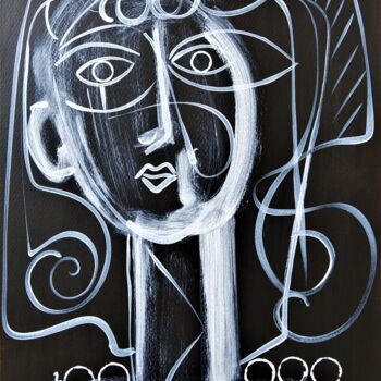 Painting titled "portrait B&W" by Laurent Folco, Original Artwork, Acrylic