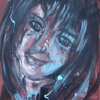 Painting titled "Visage Femme" by Laurent Pesteil, Original Artwork, Acrylic