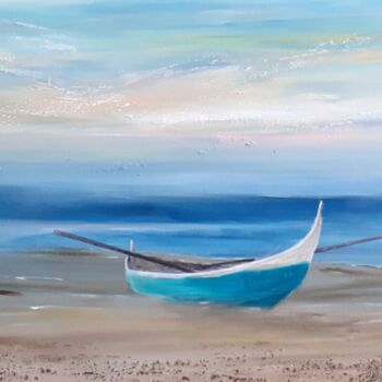 Painting titled "La barque" by Laurie Malbranque, Original Artwork, Acrylic