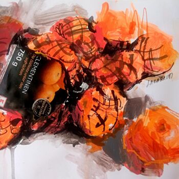 Pintura intitulada "Sketch Tangerines#1" por Valerie Lazareva, Obras de arte originais, Acrílico