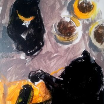 Pintura titulada "Black cats & yellow…" por Valerie Lazareva, Obra de arte original, Acrílico