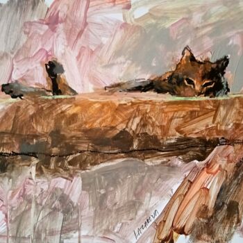 Ζωγραφική με τίτλο "Tiger cat#1" από Valerie Lazareva, Αυθεντικά έργα τέχνης, Ακρυλικό