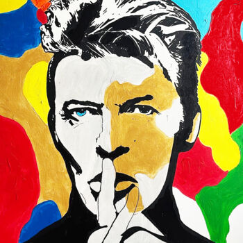 Painting titled "BOWIE (COLORS)" by Le Closier, Original Artwork, Acrylic Mounted on Wood Stretcher frame