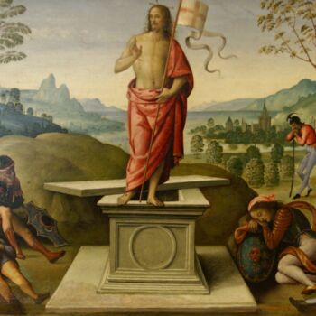 Картина под названием "La résurrection du…" - Le Pérugin, Подлинное произведение искусства, Масло