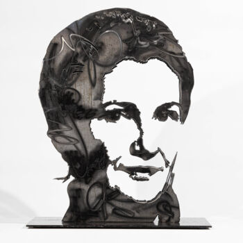Skulptur mit dem Titel "Simone Veil" von Lea Poncharal, Original-Kunstwerk, Edelstahl