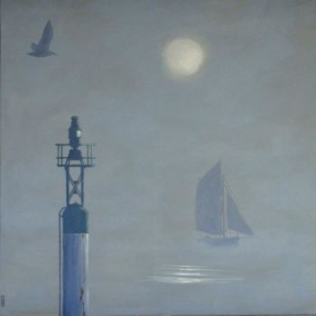 Peinture intitulée "Brume île de Ré" par Peintre Portuaire, Œuvre d'art originale