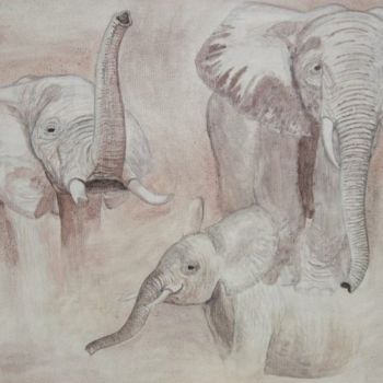 Painting titled "Etude pour èlèphant" by Michel Le Darz, Original Artwork