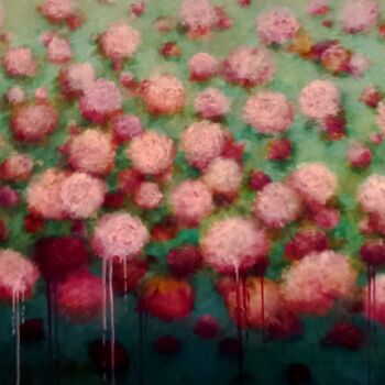 Painting titled "Peonies, Merged and…" by Lee Campbell, Original Artwork, Oil