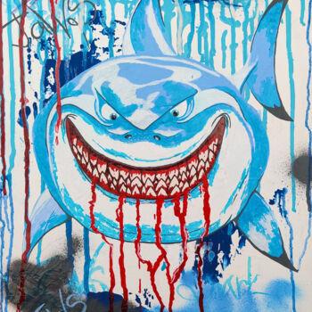 绘画 标题为“JAWS - sea, fish, a…” 由Leetruka, 原创艺术品, 丙烯