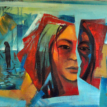 Painting titled "Femmes d'Amazonie" by Lefolhub, Original Artwork, Oil