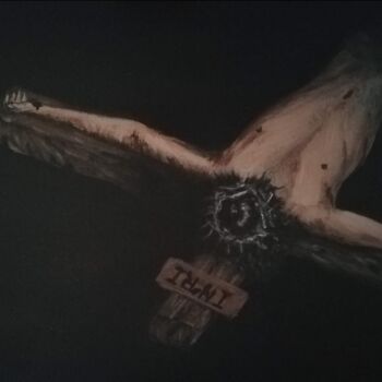 Painting titled "Passion du Christ" by Lehms, Original Artwork, Acrylic Mounted on Wood Stretcher frame