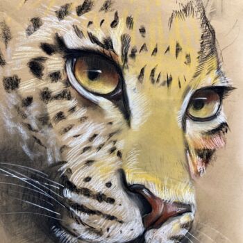 Drawing titled "Gepard, Augenblicke" by Tius, Original Artwork, Pastel