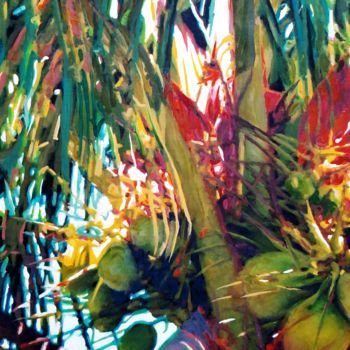 Pittura intitolato "Coconut Tree" da Lelia, Opera d'arte originale