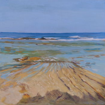 Malerei mit dem Titel "Sea scape Palmahim" von Lubalem, Original-Kunstwerk, Öl
