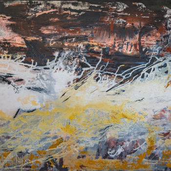 Peinture intitulée "La Vague Jaune" par Martine Lemoine, Œuvre d'art originale, Acrylique