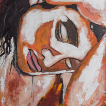 Pintura titulada "Rosto feminino" por Lena Gal, Obra de arte original, Acrílico