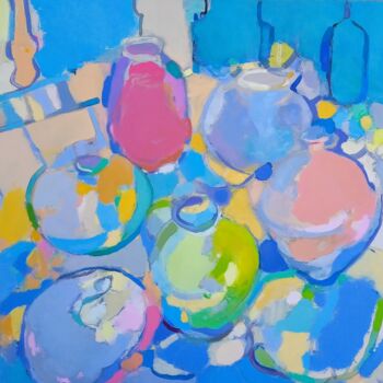 Картина под названием "Azure Oasis" - Еlena Shraibman, Подлинное произведение искусства, Масло Установлен на Деревянная рама…