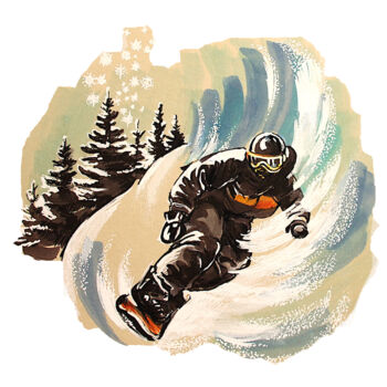 Drawing titled "Speedy Snowboarder…" by Lena Tolunay, Original Artwork, Marker
