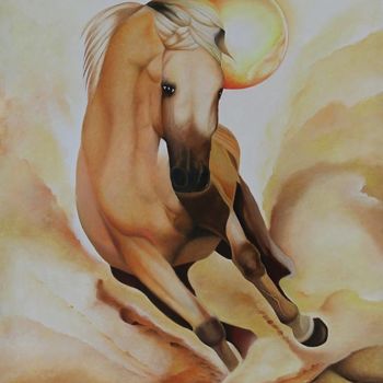 Peinture intitulée "mon-cheval-adore2.j…" par Lenda Bavedila, Œuvre d'art originale