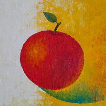 Painting titled "flying apple" by Leo Adam (Leonid Shatsylo), Original Artwork, Oil
