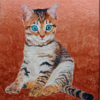 Pintura intitulada "Cat 1" por Leo Budhi, Obras de arte originais, Óleo